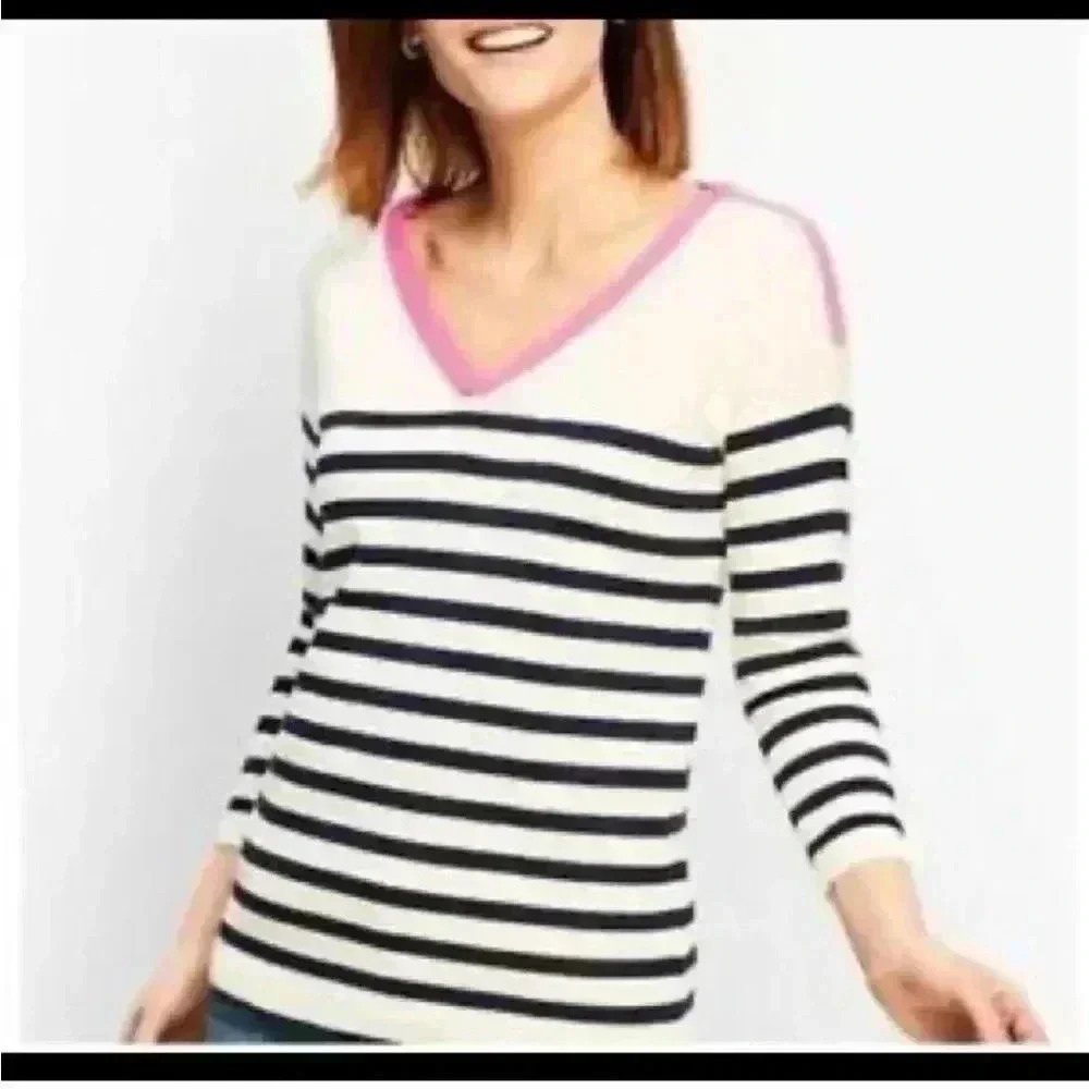 Talbots Striped Sweater with 3/4 length Sleeves NWT Size SP